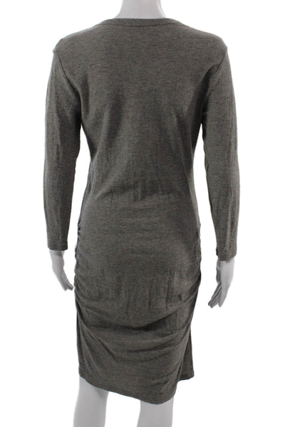 Standard James Perse Womens Sheath Dress Gray V Neck Long Sleeve Size 2