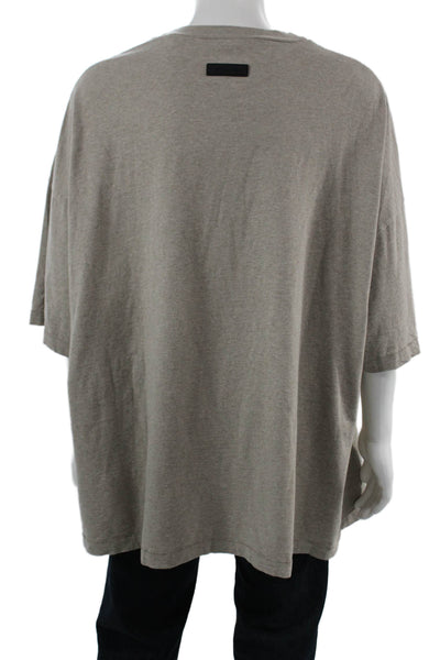 Essentials Mens Gray 3/4 Sleeve Crew Neck Cotton T-Shirt Solid Fall Size XL