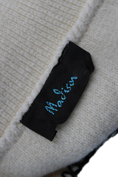Madison Unisex Pullover Sweater V-Neck Beige Long Sleeve 90s Size S