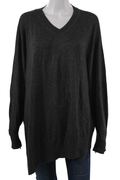 Isabel Marant Unisex Pullover Cashmere V Neck Long Sleeve Dark Gray Size 40
