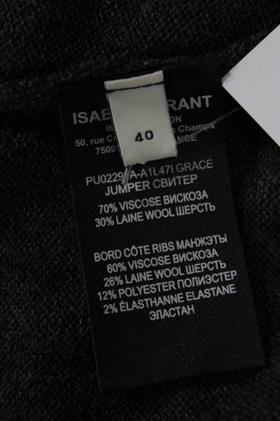 Isabel Marant Unisex Pullover Cashmere V Neck Long Sleeve Dark Gray Size 40