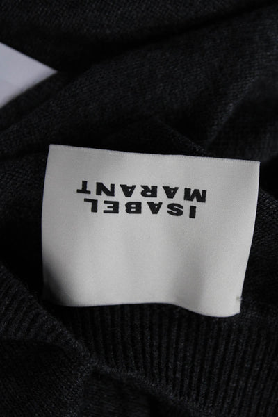 Isabel Marant Unisex Pullover Cashmere V Neck Long Sleeve Dark Gray Size 40