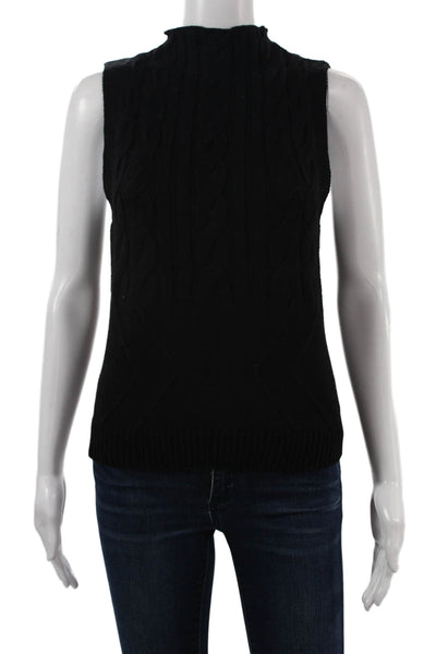 Central Park West Unisex Sleeveless Mock Neck Pullover Sweater Black Size L