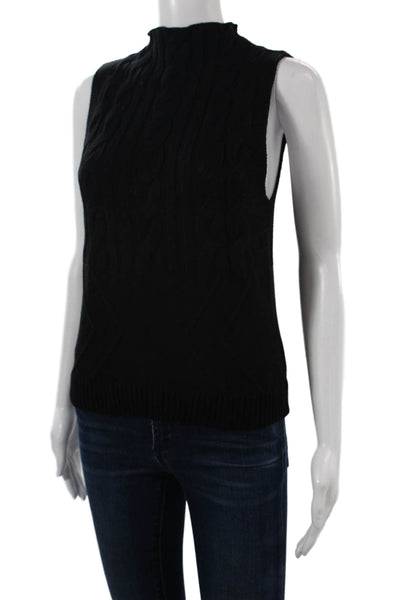 Central Park West Unisex Sleeveless Mock Neck Pullover Sweater Black Size L