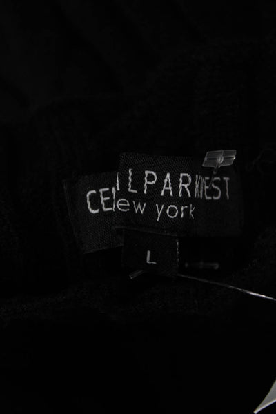 Central Park West Unisex Sleeveless Mock Neck Pullover Sweater Black Size L