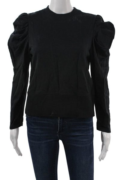Sold Out Womens Pullover Sweatshirt Black Organic Cotton Crew Neck Size S