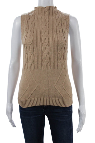 Central Park West Unisex Mock Neck Sleeveless Vest Beige Size L