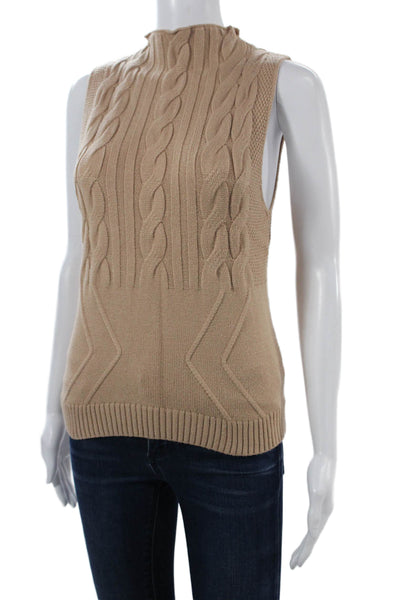 Central Park West Unisex Mock Neck Sleeveless Vest Beige Size L