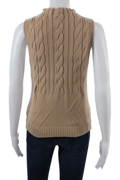 Central Park West Unisex Mock Neck Sleeveless Vest Beige Size L
