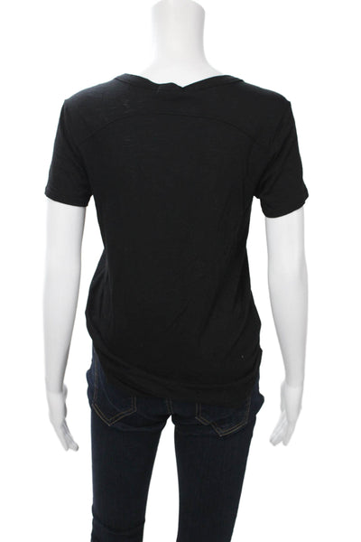 LA Made Womens Basic V-Neck Black Short Sleeve T-Shirt Size XS