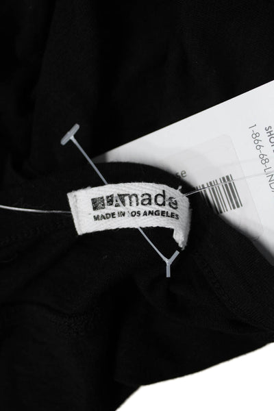 LA Made Womens Basic V-Neck Black Short Sleeve T-Shirt Size XS