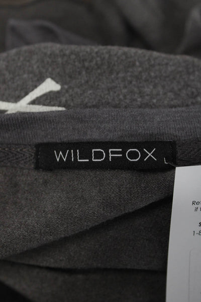 Wildfox Womens Pullover Sweatshirts Skull Graphic Gray Long Sleeve Size L
