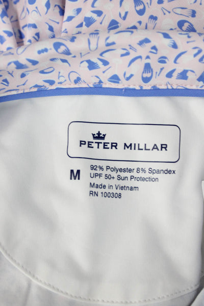 Peter Millar Womens Sleeveless Collared Polo Light Blue Geometric Size M