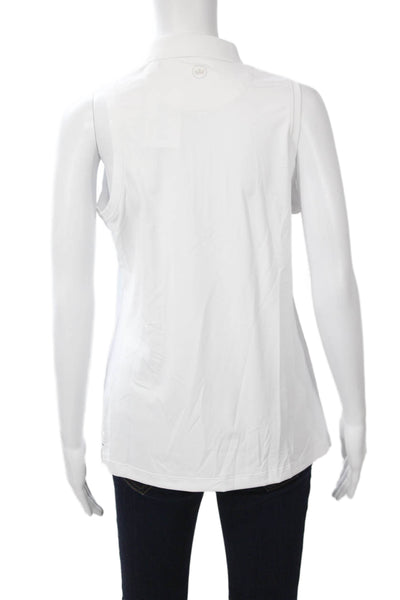 Peter Millar Women Sleeveless Collared Polo Zip White Basic Size M