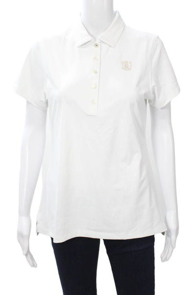 Peter Millar Women White Collared Short Sleeve Polo Basic Preppy Size M