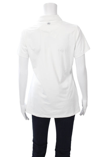 Peter Millar Women White Collared Short Sleeve Polo Basic Preppy Size M