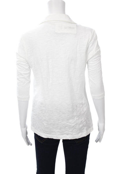 Goldie Womens Basic Collared Cotton Polo 3/4 Sleeve White Size S