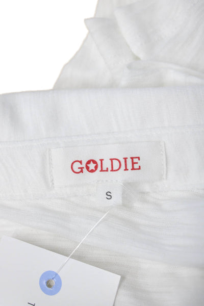 Goldie Womens Basic Collared Cotton Polo 3/4 Sleeve White Size S