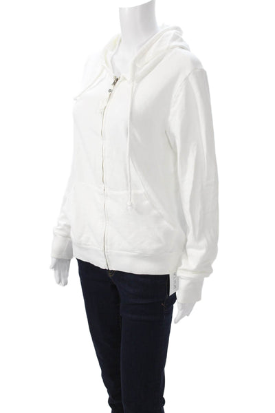 Michael Stars Womens Full-Zip Hoodie White 100% Cotton Long Sleeve Size M