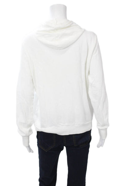 Michael Stars Womens Full-Zip Hoodie White 100% Cotton Long Sleeve Size M