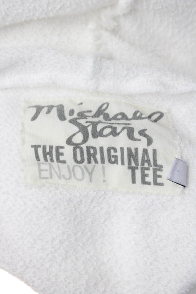 Michael Stars Womens Full-Zip Hoodie White 100% Cotton Long Sleeve Size M
