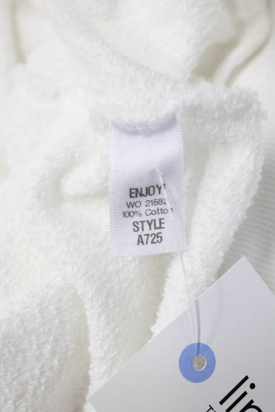 Michael Stars Womens Full-Zip Hoodie White 100% Cotton Long Sleeve Size M