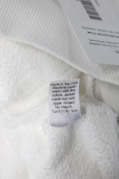 Michael Stars Womens Full-Zip Hoodie White 100% Cotton Long Sleeve Size M