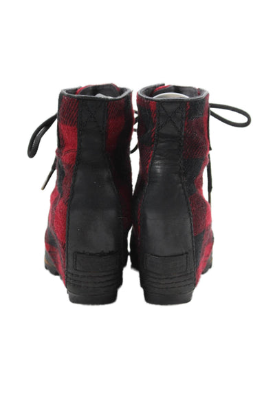 Sorel Womens Buffalo Check Platform Boots Black Size 8.5