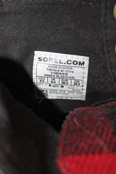 Sorel Womens Buffalo Check Platform Boots Black Size 8.5
