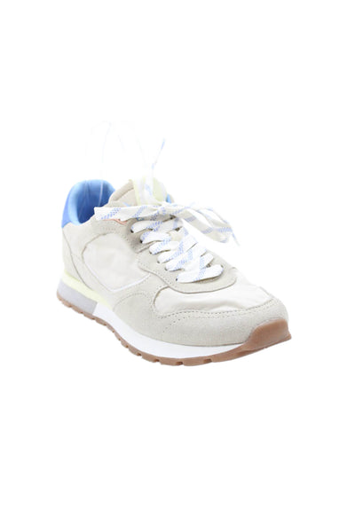 Zara Womens Suede Lace Up Low Top Sneakers Beige Size 38 8