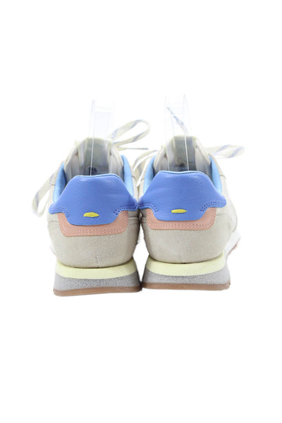 Zara Womens Suede Lace Up Low Top Sneakers Beige Size 38 8