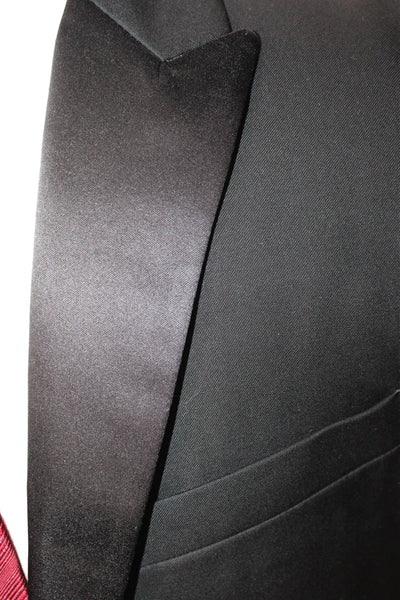 Theory Mens Tuxedo Suit Jacket Black Collared Button Solid Long Sleeve Size 36