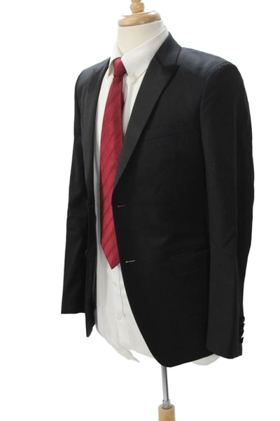 Theory Mens Tuxedo Suit Jacket Black Collared Button Solid Long Sleeve Size 36