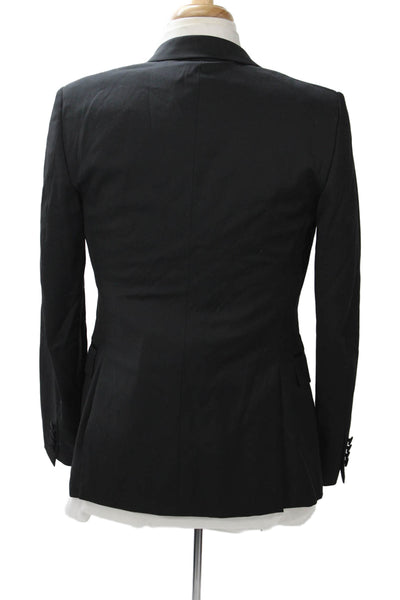 Theory Mens Tuxedo Suit Jacket Black Collared Button Solid Long Sleeve Size 36