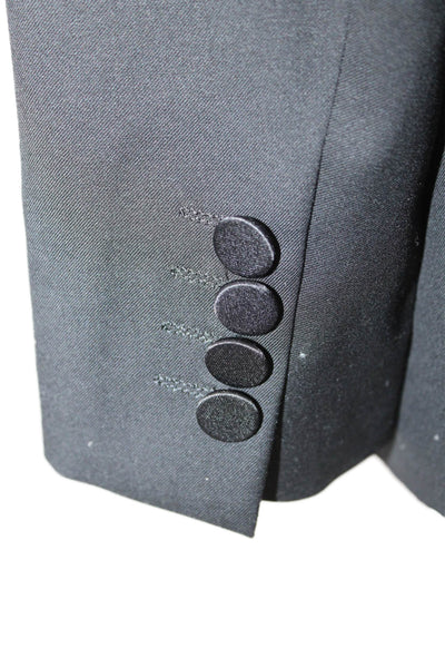 Theory Mens Tuxedo Suit Jacket Black Collared Button Solid Long Sleeve Size 36