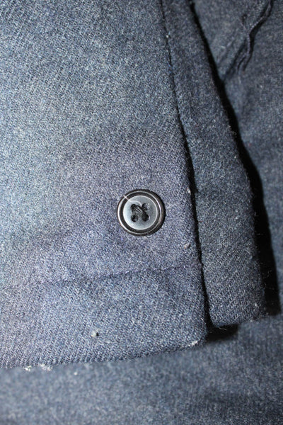 Club Monaco Mens Overcoat Dark Blue Collared Button Solid Size 36