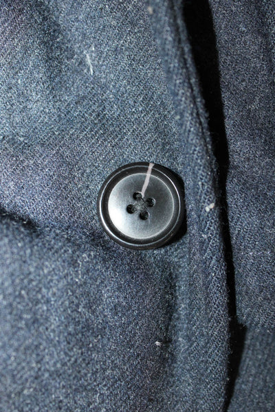 Club Monaco Mens Overcoat Dark Blue Collared Button Solid Size 36
