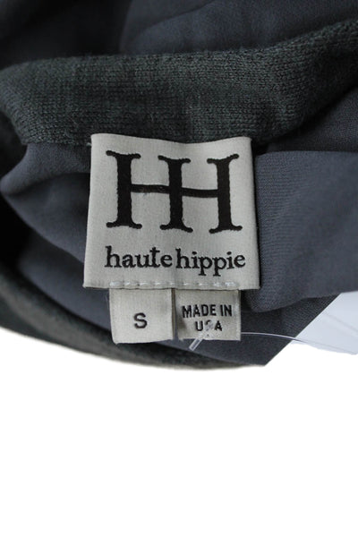 Haute Hippie Unisex Bohemian Dark Gray Silk Blend V-Neck Cardigan Button Size S
