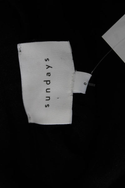 Sundays Womens Button-Up Blouse Black Collared Long Sleeve 100% Cotton Size 0