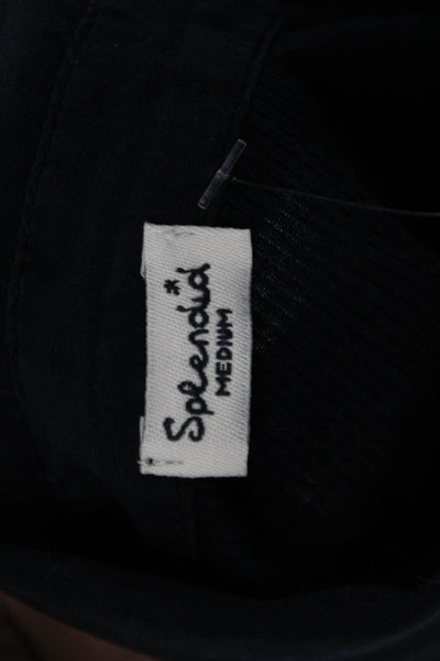 Splendid Womens Collared Dark Blue Cotton Silk Button-Up Top 3/4 Sleeve Size M