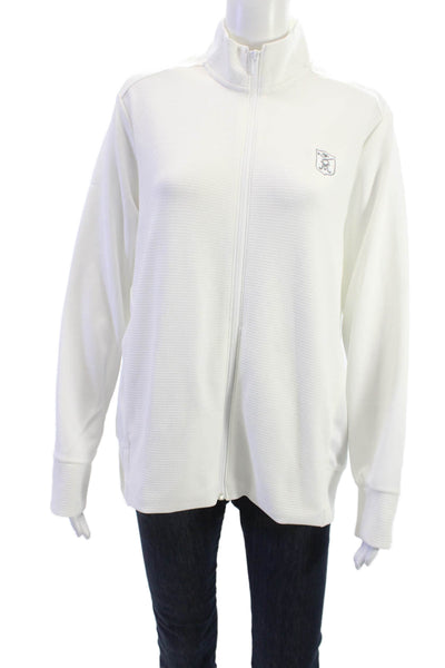 Adidas Unisex Full-Zip Sweatshirt White High Neck Long Sleeve Size XL