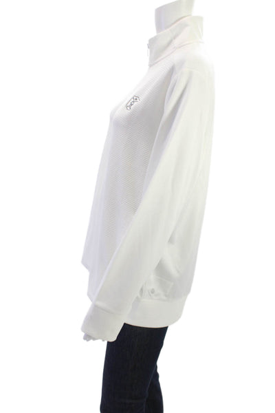 Adidas Unisex Full-Zip Sweatshirt White High Neck Long Sleeve Size XL