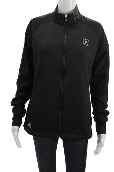 Adidas Unisex Windbreaker Quilted Jacket Black Herringbone High Neck Zip Size L