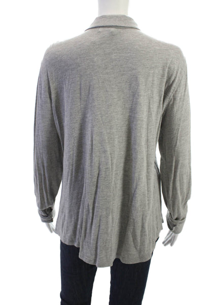 Michael Stars Women Gray Cotton Silk Collared Long Sleeve Button-Up Top Size M