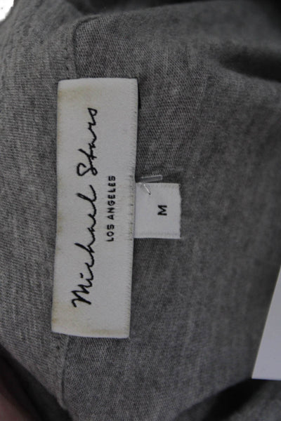 Michael Stars Women Gray Cotton Silk Collared Long Sleeve Button-Up Top Size M