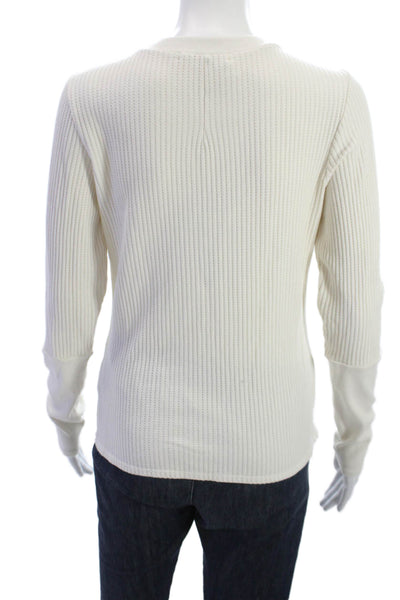 Stateside Womens White Crew Neck Long Sleeve Basic T-Shirt Size L