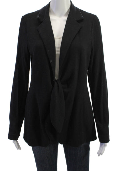 Bailey 44 Women Black Collared Tie Waist Blazer Long Sleeve Modal Size L