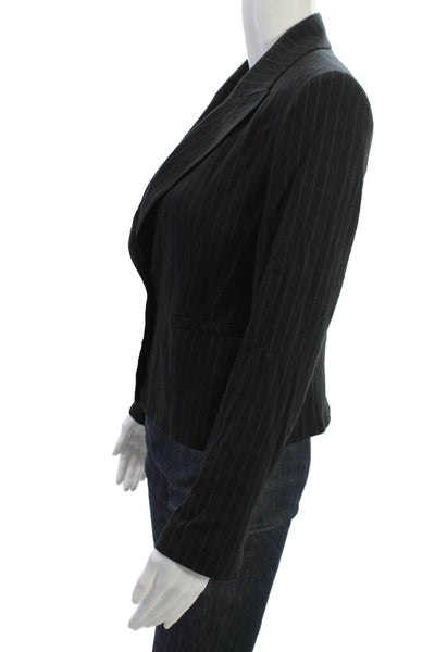 Drew Unisex Black Striped Collared Button Blazer Viscose Wool Blend Size XS