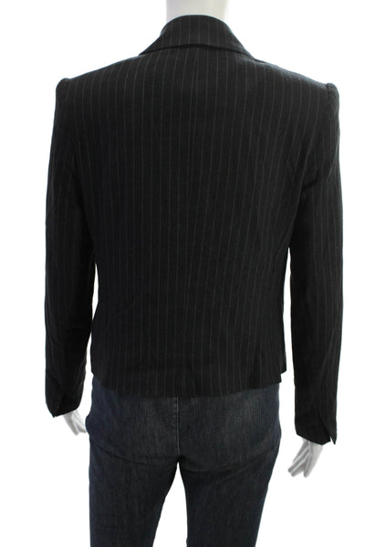 Drew Unisex Black Striped Collared Button Blazer Viscose Wool Blend Size XS