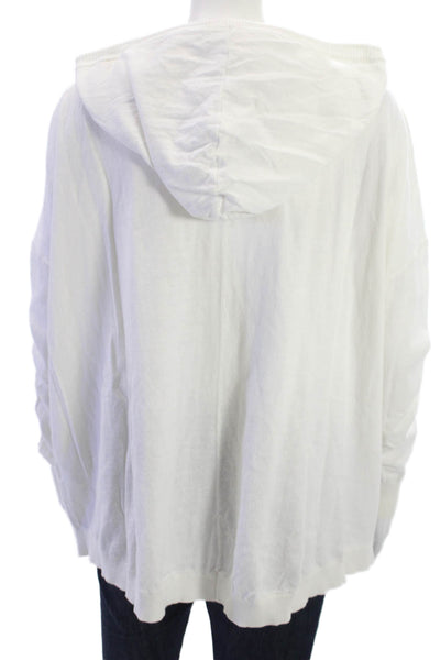 Minnie Rose Women Fullzip Hoodie Cotton Longsleeve White Solid Designer Size XS